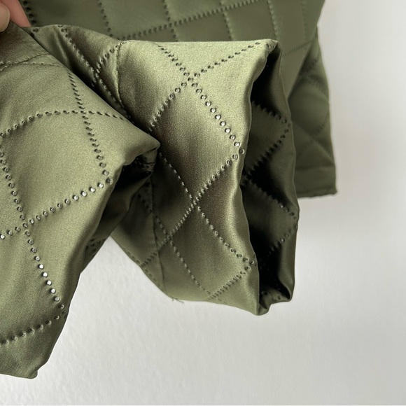Horses Atelier Quilted Jacket in Green Satin - Picture 7 of 12